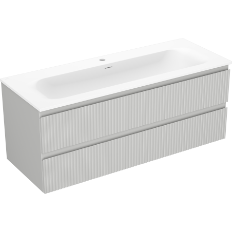 Mexen Rivel meuble de salle de bains 120 cm avec lavabo Vela, 2 tiroirs, rainuré, gris mat/blanc mat -