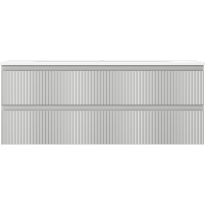 Mexen Rivel meuble de salle de bains 120 cm avec lavabo Vela, 2 tiroirs, rainuré, gris mat/blanc mat -