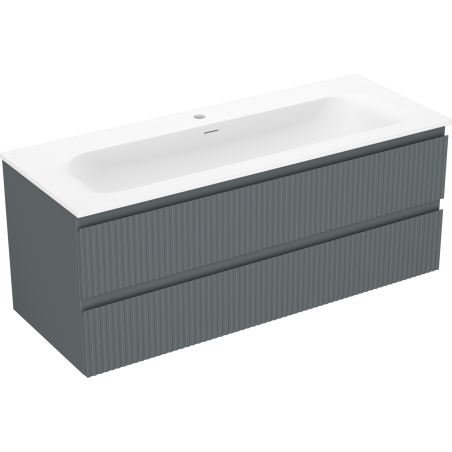 Mexen Rivel meuble de salle de bain 120 cm avec lavabo Vela, 2 tiroirs, cannelé, graphite mat/blanc mat -