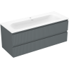Mexen Rivel meuble de salle de bain 120 cm avec lavabo Vela, 2 tiroirs, cannelé, graphite mat/blanc mat -