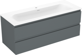 Mexen Rivel meuble de salle de bain 120 cm avec lavabo Vela, 2 tiroirs, cannelé, graphite mat/blanc mat -