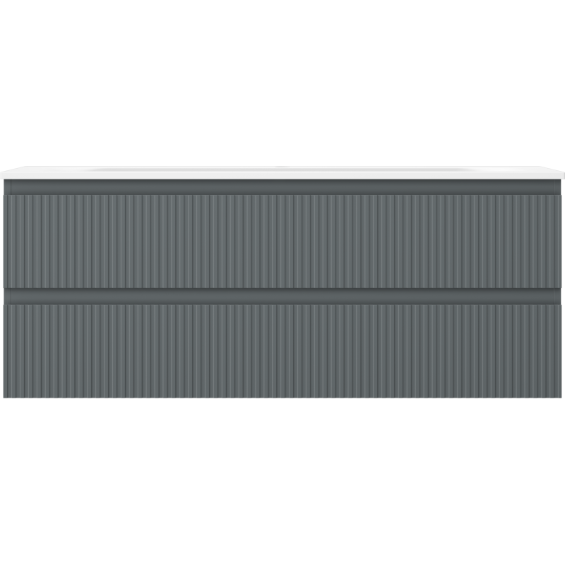 Mexen Rivel meuble de salle de bain 120 cm avec lavabo Vela, 2 tiroirs, cannelé, graphite mat/blanc mat -