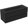 Mexen Rivel meuble de salle de bains 120 cm avec lavabo Vela, 2 tiroirs, rainuré, noir mat - 91A20-12047-2-BFF71-W23M71