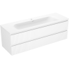 Mexen Rivel armoire de salle de bain 140 cm avec lavabo Vela, 2 tiroirs, rainurée, blanc mat - 91A20-14047-2-BFF01-W23M01