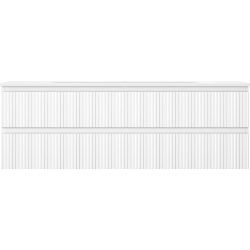 Mexen Rivel armoire de salle de bain 140 cm avec lavabo Vela, 2 tiroirs, rainurée, blanc mat - 91A20-14047-2-BFF01-W23M01