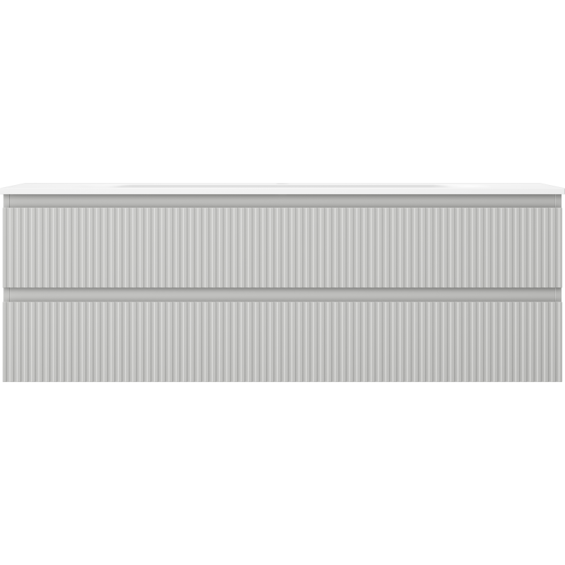 Mexen Rivel armoire de salle de bain 140 cm avec lavabo Vela, 2 tiroirs, cannelée, gris mat/blanc mat -