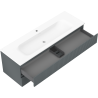 Mexen Rivel meuble de salle de bain 140 cm avec lavabo Vela, 2 tiroirs, rainuré, graphite mat/blanc mat -