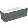 Mexen Rivel meuble de salle de bain 140 cm avec lavabo Vela, 2 tiroirs, rainuré, graphite mat/blanc mat -