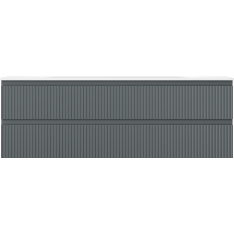 Mexen Rivel meuble de salle de bain 140 cm avec lavabo Vela, 2 tiroirs, rainuré, graphite mat/blanc mat -