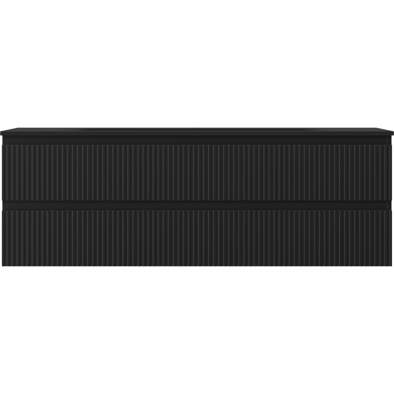 Mexen Rivel meuble de salle de bain 140 cm avec lavabo Vela, 2 tiroirs, rainuré, noir mat - 91A20-14047-2-BFF71-W23M71