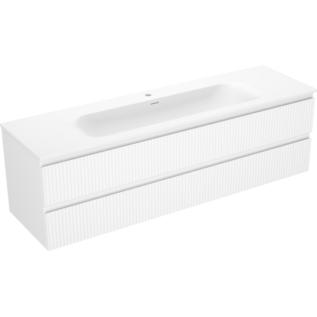 Mexen Rivel meuble de salle de bain 160 cm avec lavabo Vela, 2 tiroirs, rainuré, blanc mat - 91A20-16047-2-BFF01-W23M01