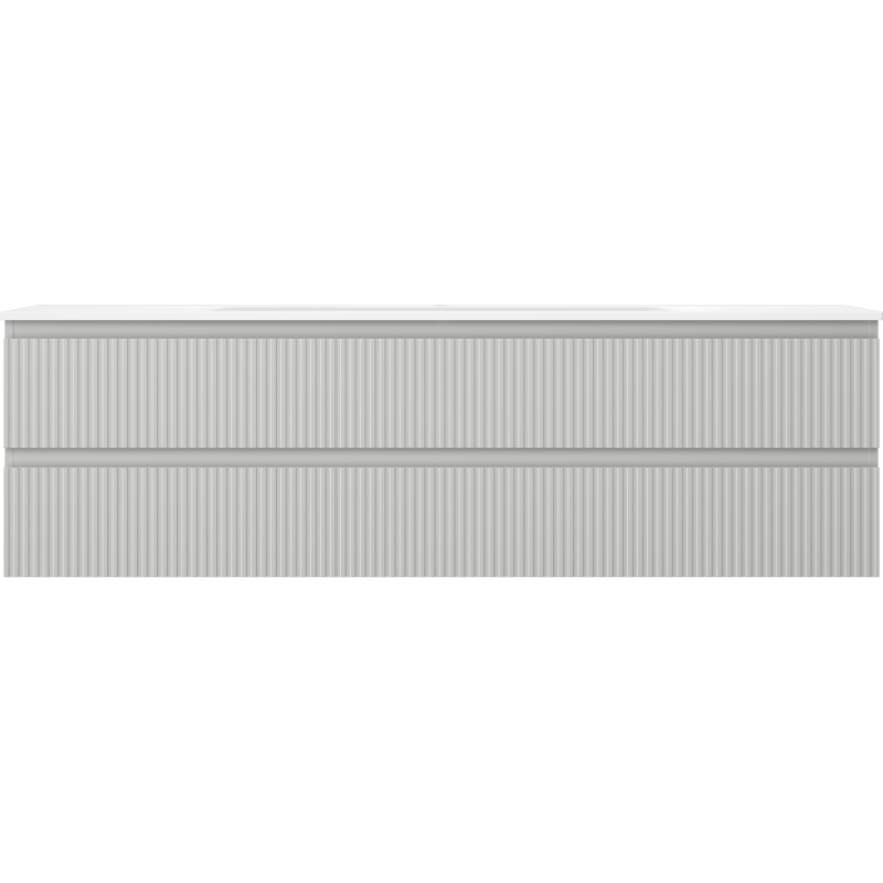 Mexen Rivel armoire de salle de bain 160 cm avec lavabo Vela, 2 tiroirs, rainurée, gris mat/blanc mat -