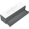 Mexen Rivel Meuble de salle de bain 160 cm avec lavabo Vela, 2 tiroirs, rainuré, graphite mat/blanc mat -