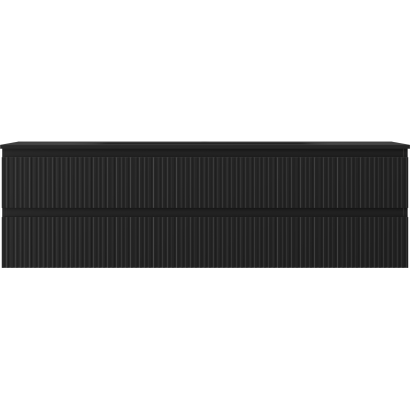 Mexen Rivel meuble de salle de bain 160 cm avec lavabo Vela, 2 tiroirs, rainuré, noir mat - 91A20-16047-2-BFF71-W23M71