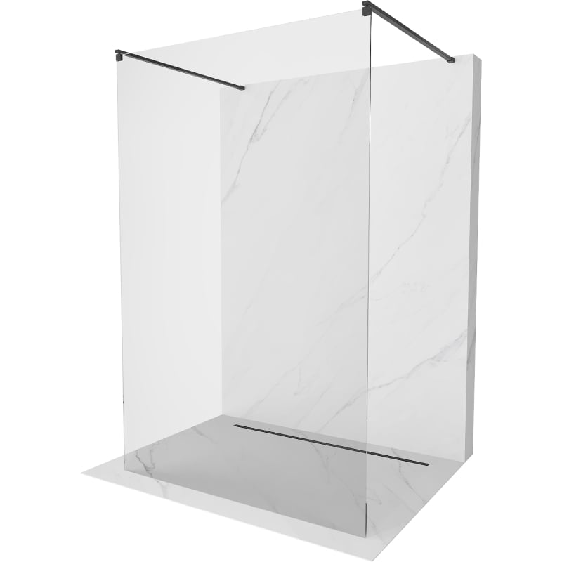 Mexen Kioto paroi de douche autoportante 130 x 200 cm, transparent 8 mm, noire - 800-130-002-70-00