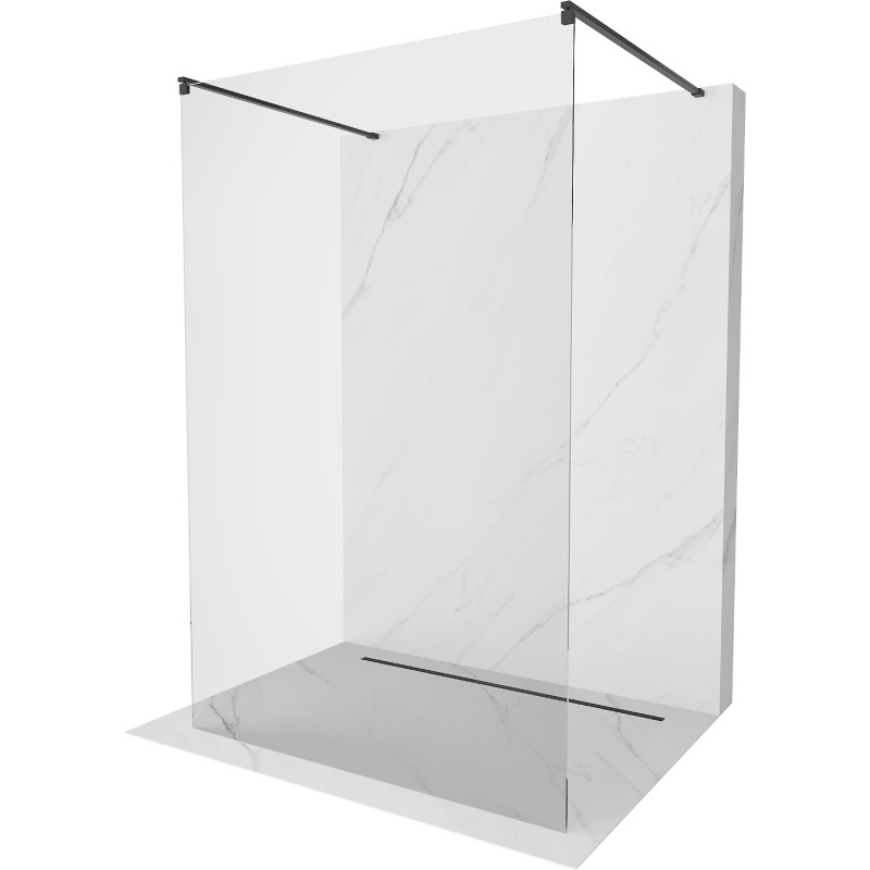 Mexen Kioto paroi de douche autoportante 160 x 200 cm, transparente 8 mm, noire - 800-160-002-70-00