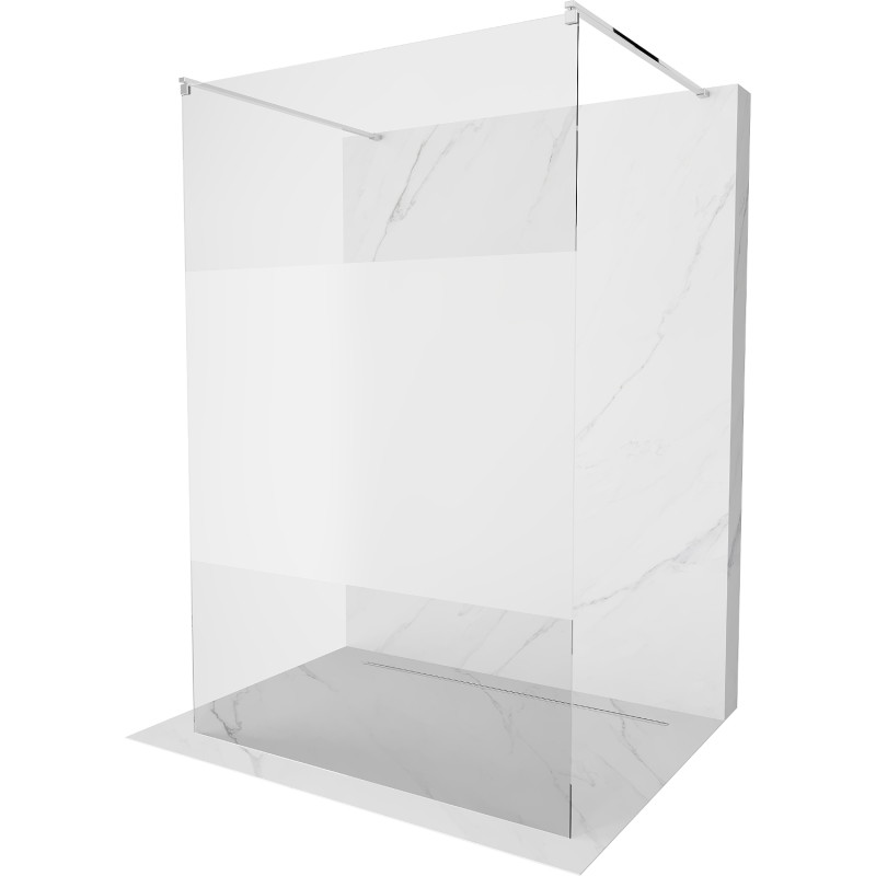 Mexen Kioto paroi de douche autoportante 120 x 200 cm, transparent/satiné 8 mm, chrome - 800-120-002-01-35