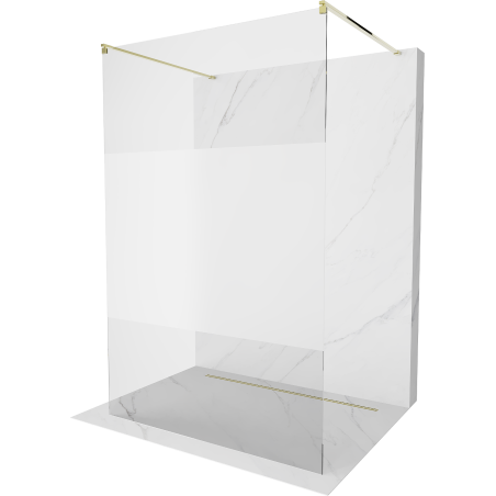 Mexen Kioto paroi de douche autoportante 100 x 200 cm, transparent/Gelée 8 mm, Or - 800-100-002-50-35