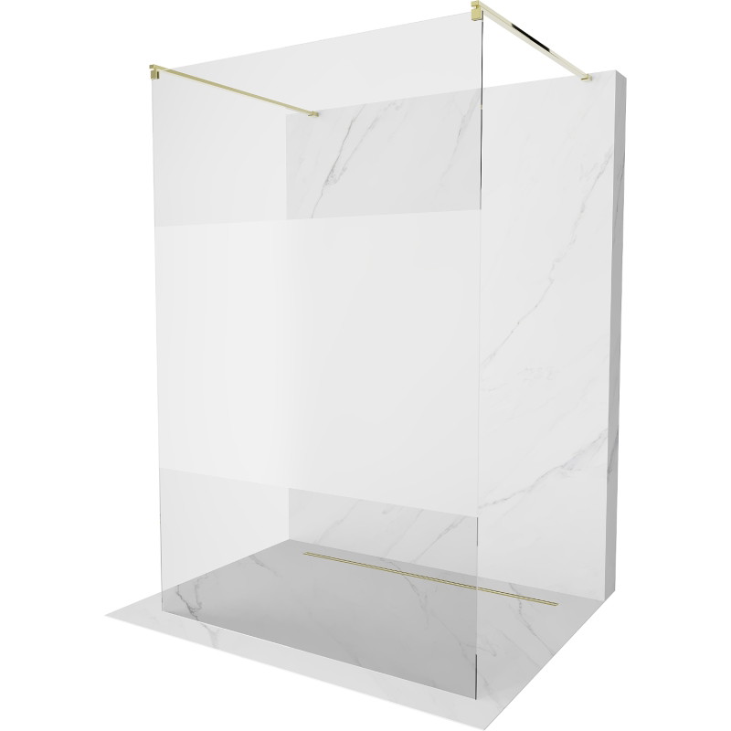 Mexen Kioto paroi de douche autoportante 110 x 200 cm, transparent/givre 8 mm, or - 800-110-002-50-35
