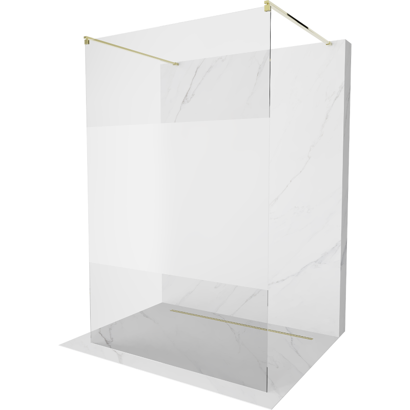 Mexen Kioto paroi de douche autoportante 120 x 200 cm, transparent/givre 8 mm, or - 800-120-002-50-35