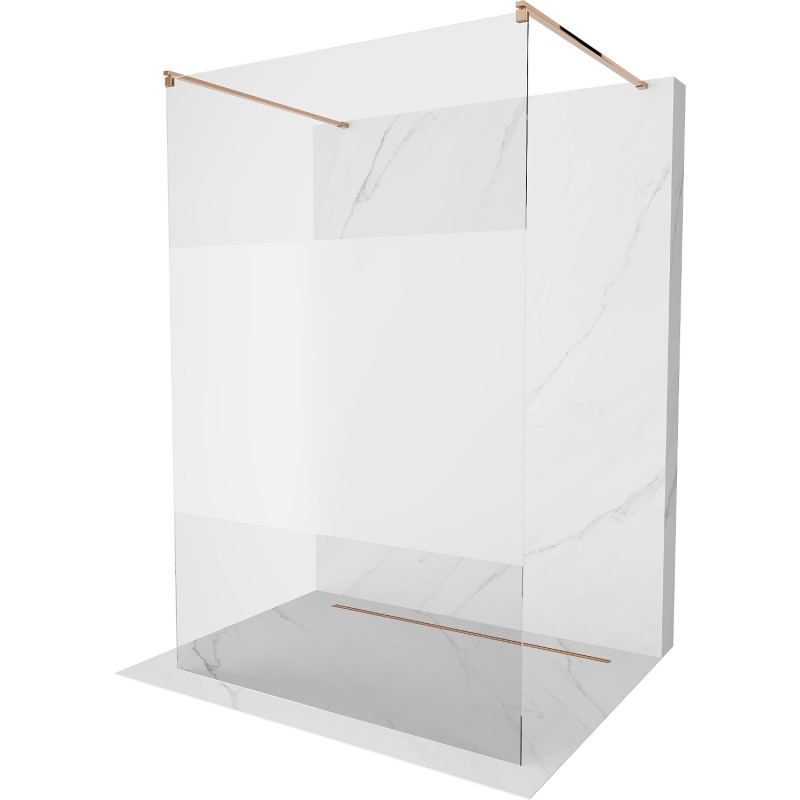 Mexen Kioto paroi de douche autoportante 120 x 200 cm, transparent/givre 8 mm, or rose - 800-120-002-60-35