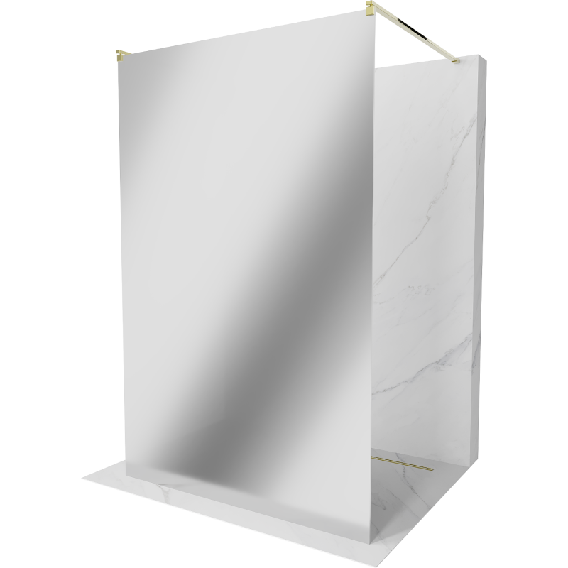 Mexen Kioto paroi de douche autoportante 100 x 200 cm, Miroir, Or - 800-100-002-50-50