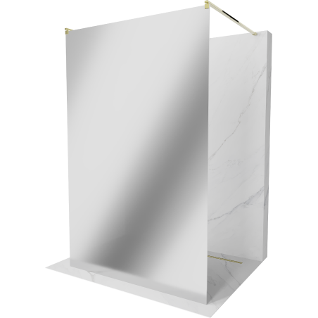 Mexen Kioto paroi de douche autoportante 100 x 200 cm, miroir 8 mm, dorée - 800-100-002-50-50