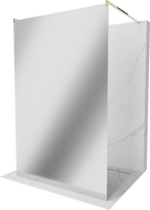 Mexen Kioto paroi de douche autoportante 100 x 200 cm, miroir 8 mm, dorée - 800-100-002-50-50