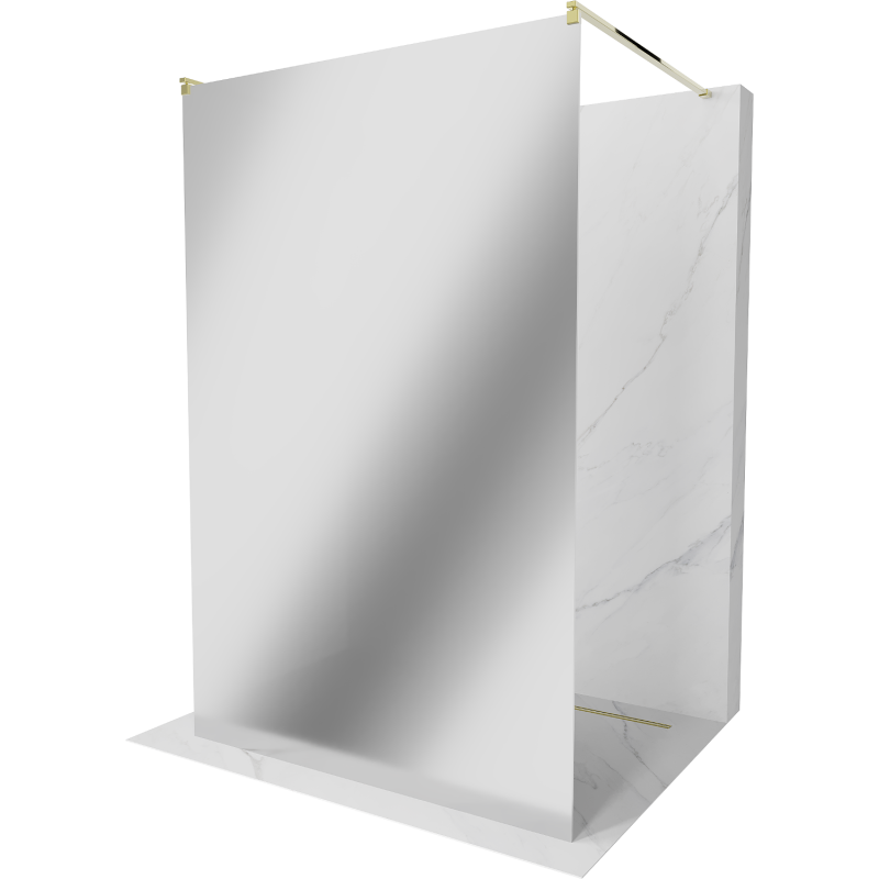 Paroi de douche autoportante Mexen Kioto 120 x 200 cm, miroir 8 mm, dorée - 800-120-002-50-50