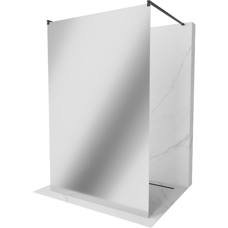 Mexen Kioto paroi de douche autoportante 100 x 200 cm, miroir 8 mm, noir - 800-100-002-70-50