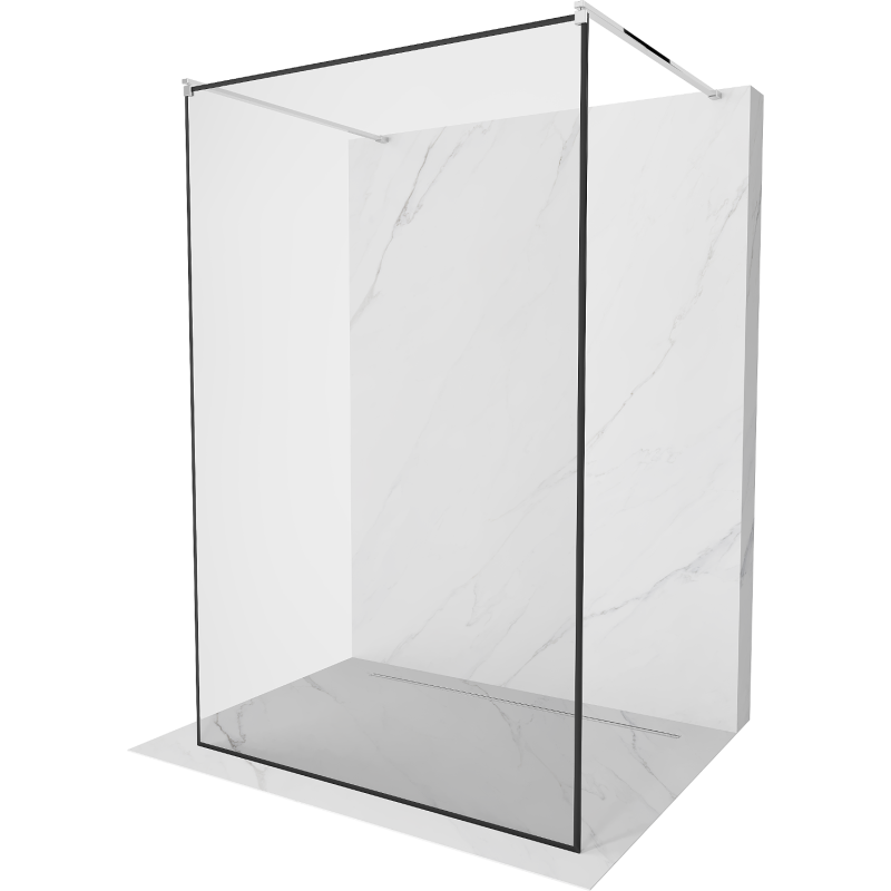 Mexen Kioto paroi de douche autoportante 120 x 200 cm, cadre noir 8 mm, chrome - 800-120-002-01-70