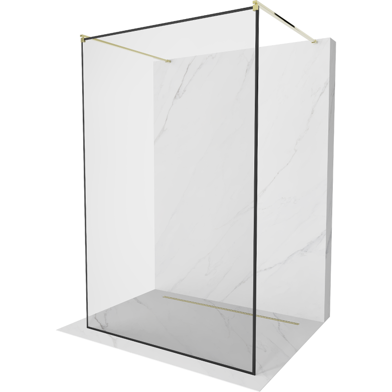 Mexen Kioto paroi de douche autoportante 120 x 200 cm, cadre noir 8 mm, doré - 800-120-002-50-70