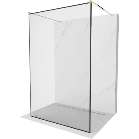 Mexen Kioto paroi de douche autoportante 120 x 200 cm, cadre noir 8 mm, doré - 800-120-002-50-70