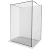 Mexen Kioto paroi de douche autoportante 130 x 200 cm, cadre noir 8 mm, or rose - 800-130-002-60-70