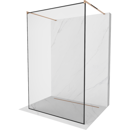 Mexen Kioto paroi de douche autoportante 140 x 200 cm, cadre noir 8 mm, or rose - 800-140-002-60-70