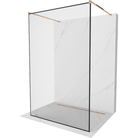Mexen Kioto paroi de douche autoportante 140 x 200 cm, transparent/Design noir 8 mm, Or rose - 800-140-002-60-70