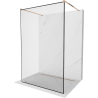 Mexen Kioto paroi de douche autoportante 140 x 200 cm, transparent/Design noir 8 mm, Or rose - 800-140-002-60-70