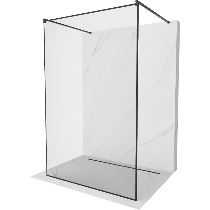 Mexen Kioto paroi de douche autoportante 130 x 200 cm, cadre noir 8 mm, noir - 800-130-002-70-70