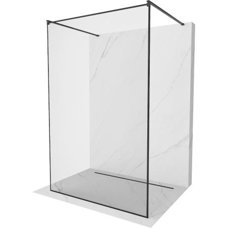 Mexen Kioto paroi de douche autoportante 130 x 200 cm, cadre noir 8 mm, noir - 800-130-002-70-70