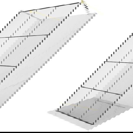 Mexen Kioto paroi de douche autoportante 110 x 200 cm, grille noire 8 mm, dorée - 800-110-002-50-77