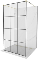 Mexen Kioto paroi de douche autoportante 110 x 200 cm, grille noire 8 mm, dorée - 800-110-002-50-77