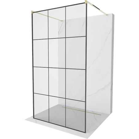 Mexen Kioto paroi de douche autoportante 120 x 200 cm, grille noire 8 mm, or - 800-120-002-50-77