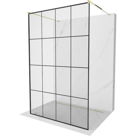 Mexen Kioto paroi de douche autoportante 130 x 200 cm, transparent/Design noir 8 mm, Or - 800-130-002-50-77