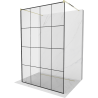 Paroi de douche autoportante Mexen Kioto 130 x 200 cm, grille noire 8 mm, dorée - 800-130-002-50-77