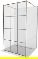 Mexen Kioto paroi de douche autoportante 110 x 200 cm, grille noire 8 mm, or rose - 800-110-002-60-77