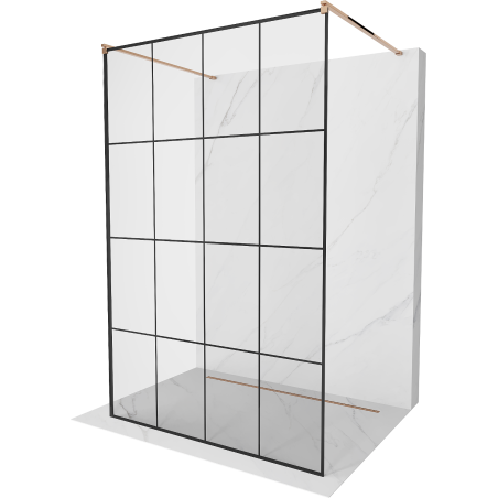 Mexen Kioto paroi de douche autoportante 140 x 200 cm, transparent/Design noir 8 mm, Or rose - 800-140-002-60-77