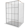 Mexen Kioto paroi de douche autoportante 140 x 200 cm, transparent/Design noir 8 mm, Or rose - 800-140-002-60-77