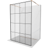 Mexen Kioto paroi de douche autoportante 130 x 200 cm, grille noire 8 mm, or rose - 800-130-002-60-77