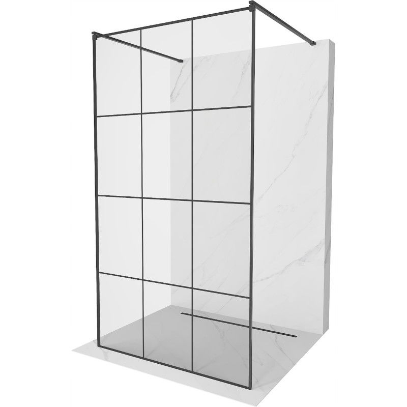 Mexen Kioto paroi de douche autoportante 110 x 200 cm, transparent/Design noir 8 mm, Noir - 800-110-002-70-77