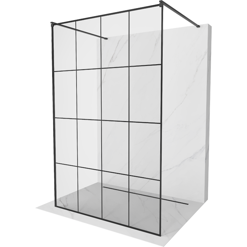 Mexen Kioto paroi de douche autoportante 130 x 200 cm, grille noire 8 mm, noir - 800-130-002-70-77